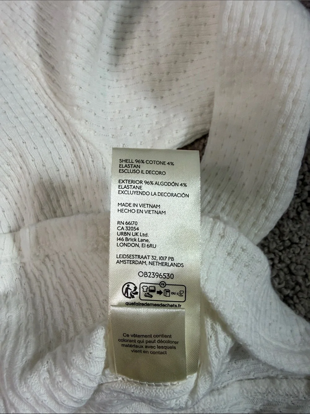 We The Free People Ivory Knit Long Sleeve V-Neck Babydoll Thermal Top XS NWT